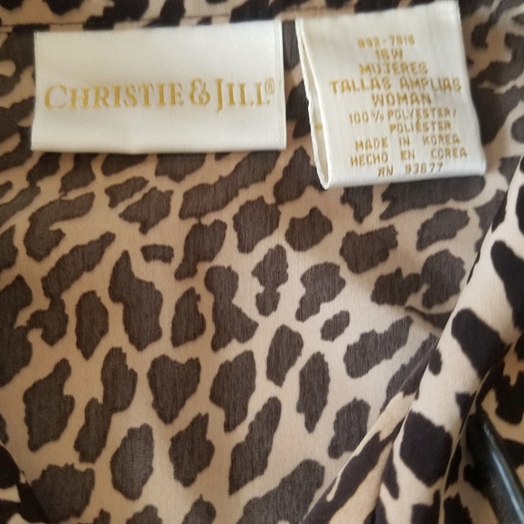 Vintage Cheetah print plus size blouse sz 18W - Picture 2 of 8